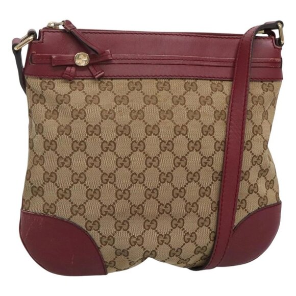 GUCCI GG Canvas Shoulder Bag Beige Gold - Picture 1 of 15